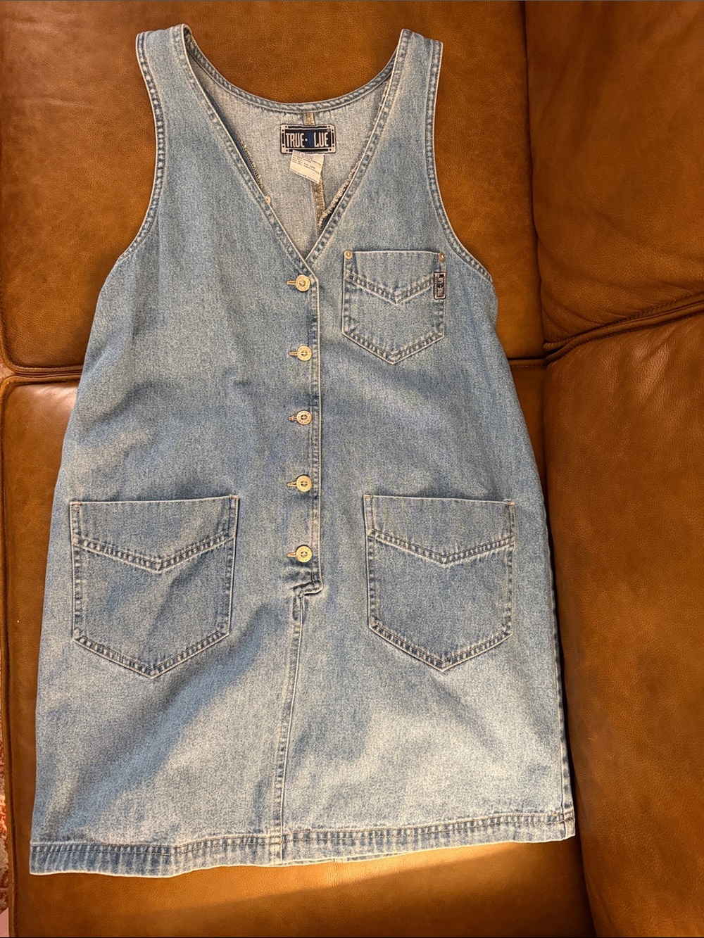 90s Vintage True Blue Denim Jumper Dress